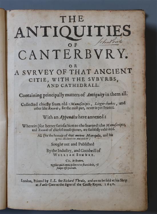 CANTERBURY: Somner, William - The Antiquities of Canterbury, 1st edition, 4to, rebound cloth,